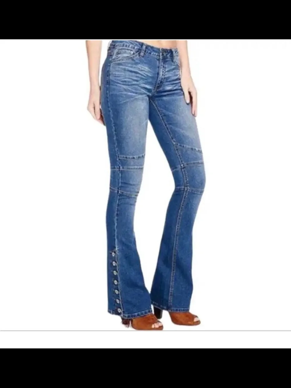 Free People Skylar Flare Jeans with Side Button Detail Size 27